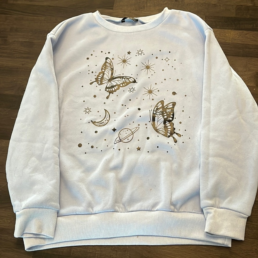 Blue butterfly/moon/stars sweater Shein